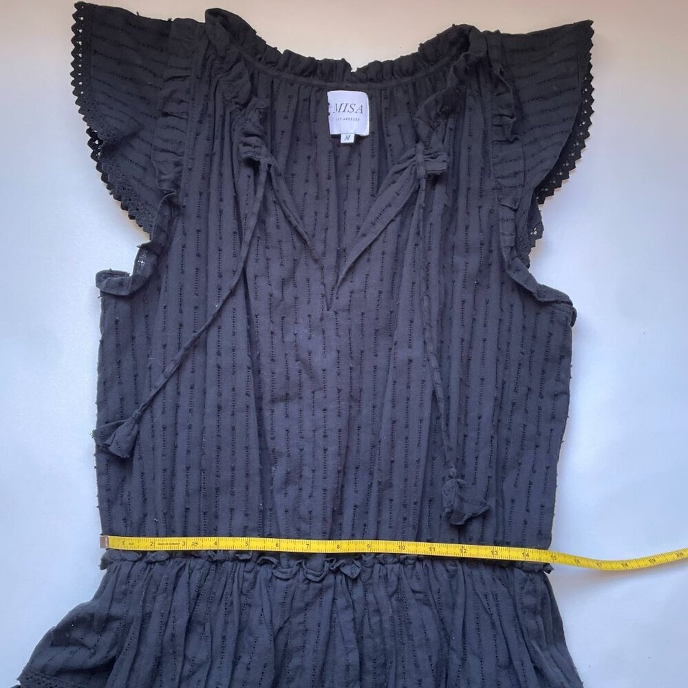MISA Los Angeles "Lilian" Black Tiered Ruffle Mini Dress SZ M 100% Cotton - Picture 10 of 12